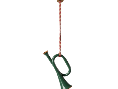 Christmas Ornament - Metal - Trumpet - Dark Green Online Hot Sale