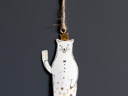 Christmas Ornament - White Bear W Crown Online now