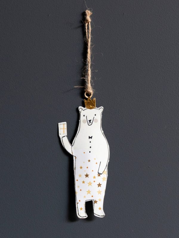 Christmas Ornament - White Bear W Crown Online now