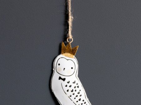 Christmas Ornament - White Owl W Crown Fashion