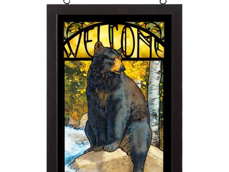 The Paws That Refreshes - Black Bear - 14  x 20  Stained Glass Art Online