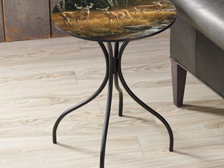 October Mist - Deer - 18  Metal Side Table Fashion