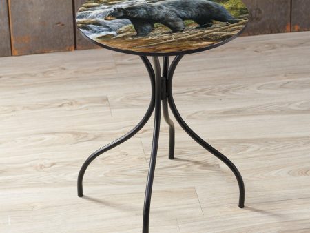 Shadow of the Forest - Black Bear - 18  Metal Side Table Sale