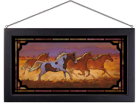 Taking Off—Horses - 13  x 23  Framed Glass Art on Sale