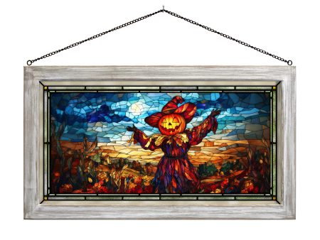 Autumn s Straw Greeter  - 13  x 23  Stained Glass Art Online now