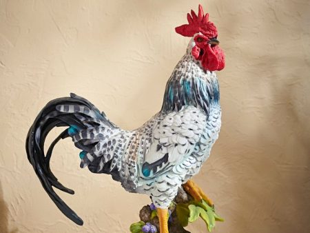 Black and White Rooster - Statue Supply