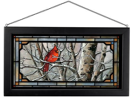 Left in the Cold - Cardinal - 13  x 23  Stained Glass Art Fashion