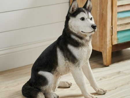 LG SIBERIAN HUSKY DOG SITTING SCULPTURE Sale