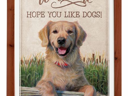 Hope You Like Dogs—Golden Retriever - Vintage Framed Tin Sign For Discount