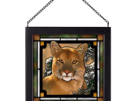 Caught by the Light - Cougar - 9  x 9  Stained Glass Art Online Hot Sale