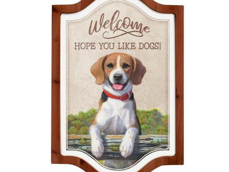 Hope You Like Dogs—Beagle - 12  x 18  Vintage Framed Tin Sign on Sale