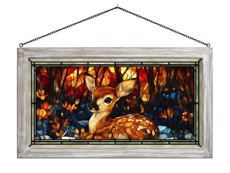 Doe-eyed at Daybreak  - 13  x 23  Stained Glass Art Cheap