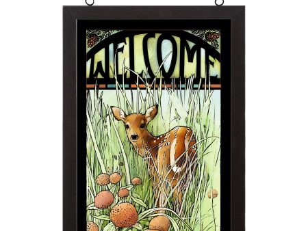 Welcome - Fawn - 20  x 14  Stained Glass Art Online Hot Sale