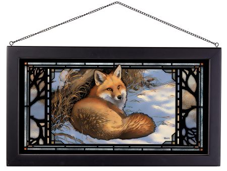 Restful Moment - Fox - 13  x 23  Stained Glass Art For Cheap