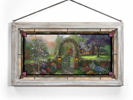 Hummingbird Cottage - 13  x 23  Framed Glass Art Hot on Sale