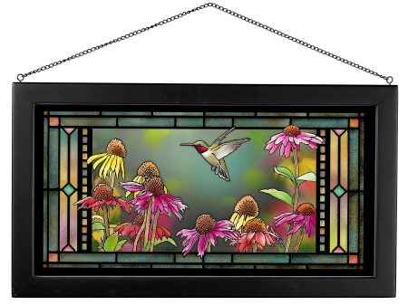 Ruby in Echinacea - 13  x 23  Stained Glass Art Online Sale