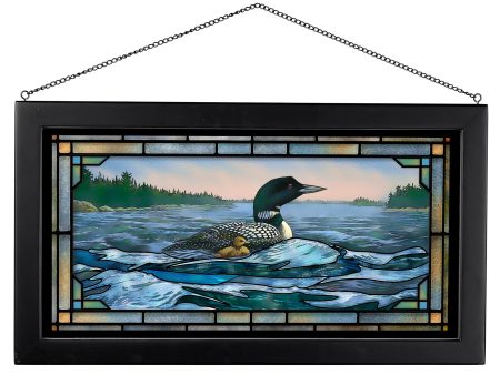 Rough Water - Loon - 13  x 23  Stained Glass Art For Sale