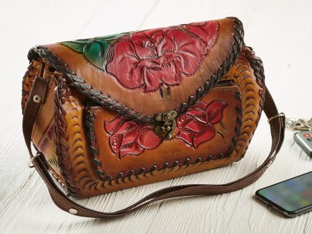 Red Flower Tooled Leather Barrel Discount