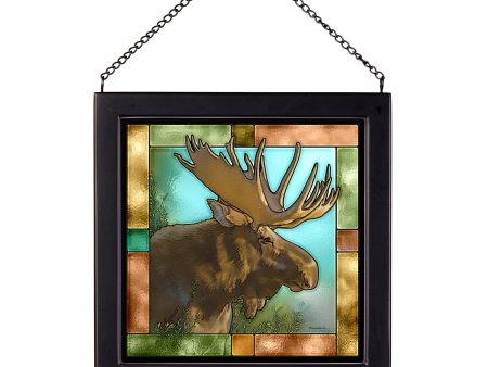 Moose - 9  x 9  Stained Glass Art Cheap