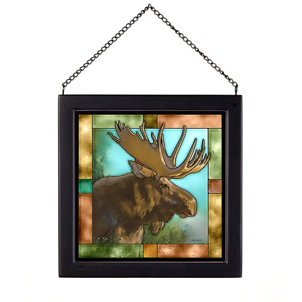 Moose - 9  x 9  Stained Glass Art Cheap