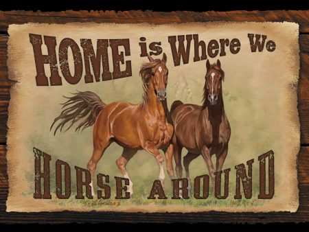 Horse Around - 8  x 12  Wood Sign Discount