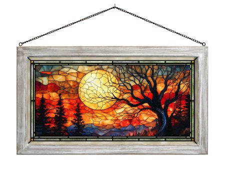 Autumn s Eerie Embers  - 13  x 23  Stained Glass Art For Sale