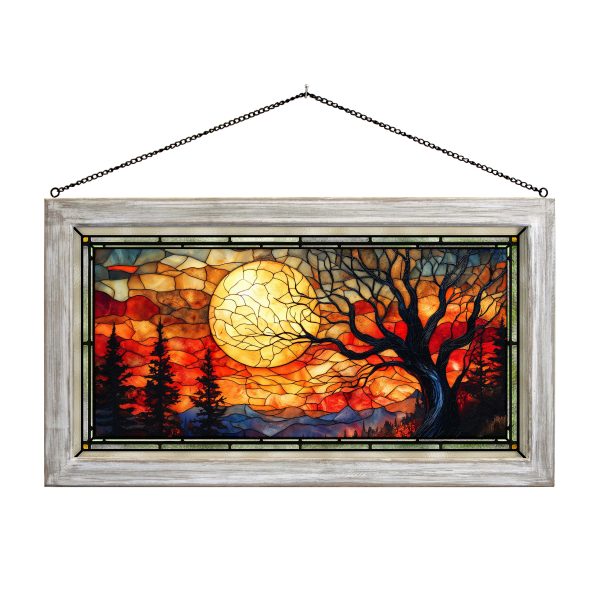 Autumn s Eerie Embers  - 13  x 23  Stained Glass Art For Sale