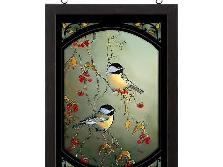 Autumn Chickadee - 20  x 14  Stained Glass Art For Discount