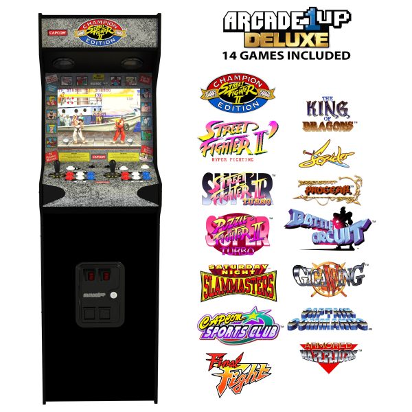 Arcade1Up Street Fighter II: CHAMPION EDITION - 14-in-1 Deluxe Arcade Machine with Light-Up Marquee For Discount