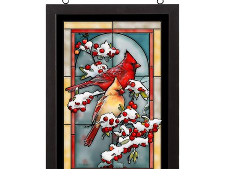 Winter Jewels - Cardinals - 20  x 14  Stained Glass Art Online Hot Sale