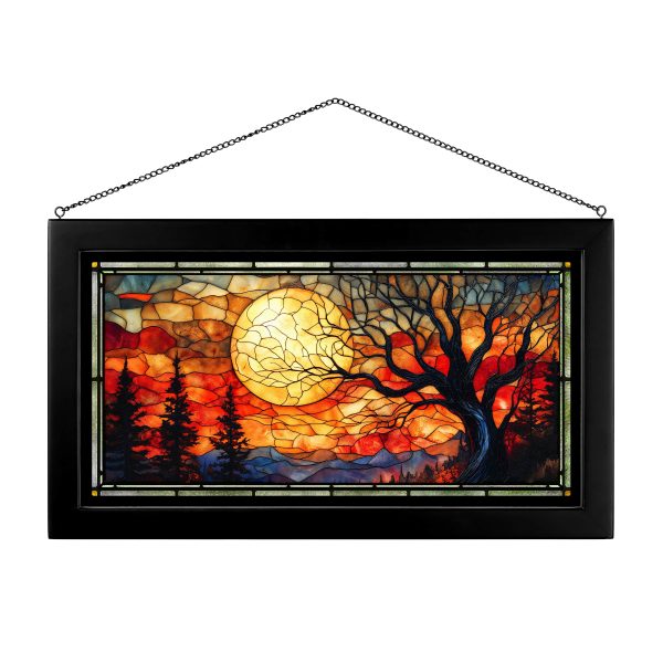 Autumn s Eerie Embers  - 13  x 23  Stained Glass Art For Sale