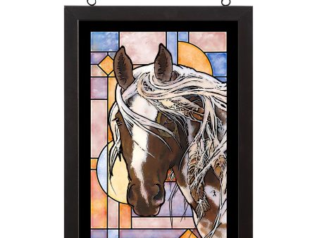 Wambli Okiye Suktanka - Horse - 14  x 20  Stained Glass Art For Discount