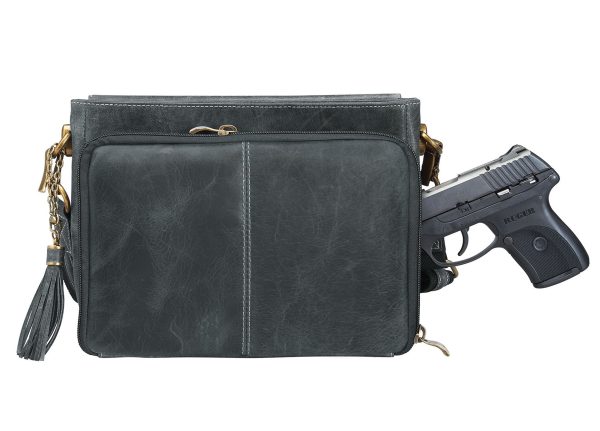 Leather Shoulder Clutch—Gray Cheap