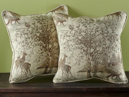 Whitetail Buck & Friends - 18  x 18  Pillows (Set of 2) Cheap