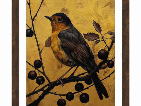 Autumn s Elegance - Robin Among Berries - Art Prints For Sale