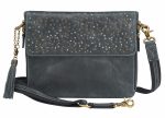 Leather Shoulder Clutch—Gray Cheap