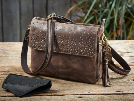 Leather Shoulder Clutch—Brown For Discount