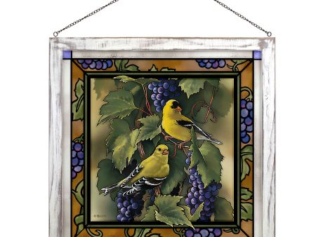 Vineyard—Goldfinches - 20  x 20  Stained Glass Art Discount