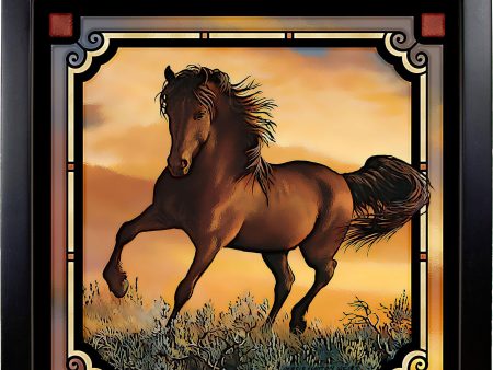 Fire in the Sky - Horse - 20  x 20  Stained Glass Art Hot on Sale