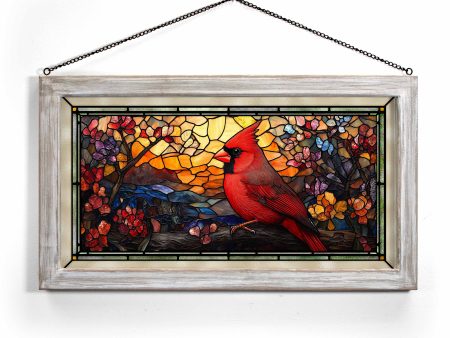 Crimson Crest  - 13  x 23  Stained Glass Art Cheap