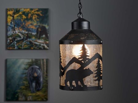 Black Bears Silhouette Pendant Light on Sale