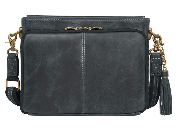 Leather Shoulder Clutch—Gray Cheap